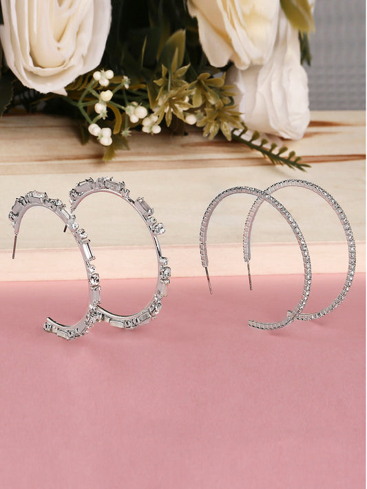 Silver Diamond Hoop Earrings