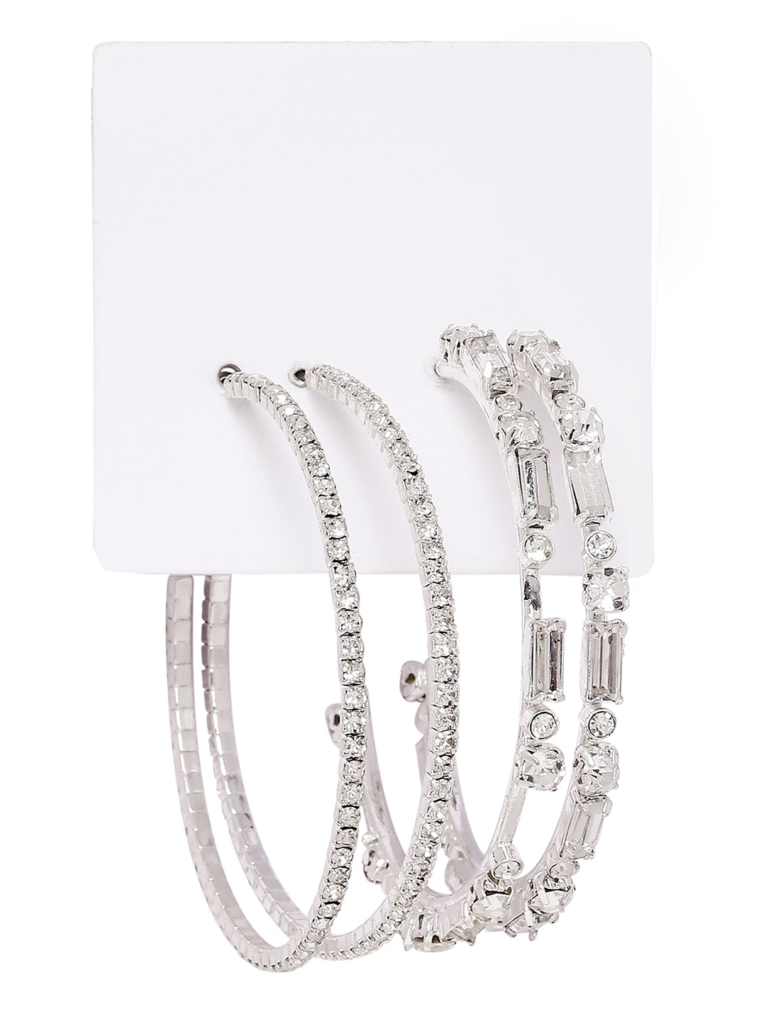 Diamond Hoops Earrings Set