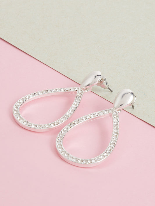 Silver Diamond Drop Earrings 