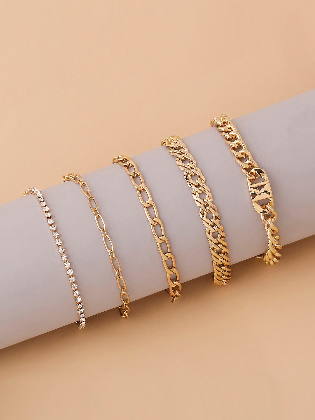 Gold Chain Bracelet Layered Set