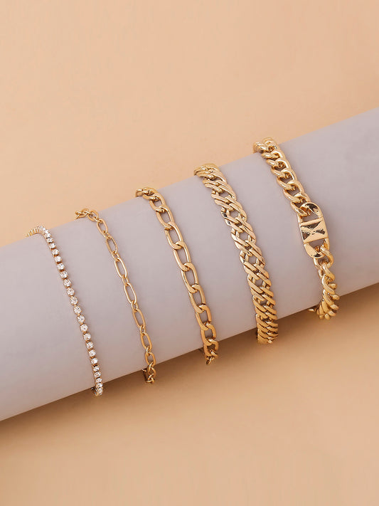 Gold Chain Bracelet Layered Set