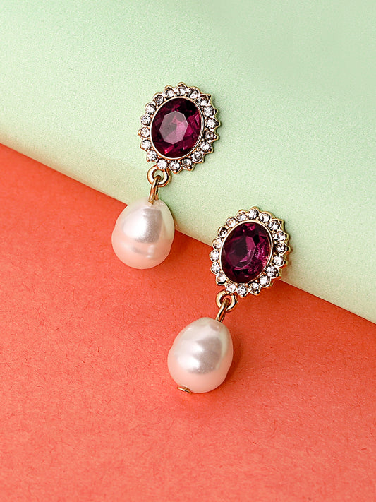 Gold Ruby Drop Earrings