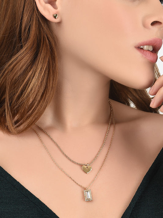 Gold Jewellery Set (Earrings and Layered Necklace)