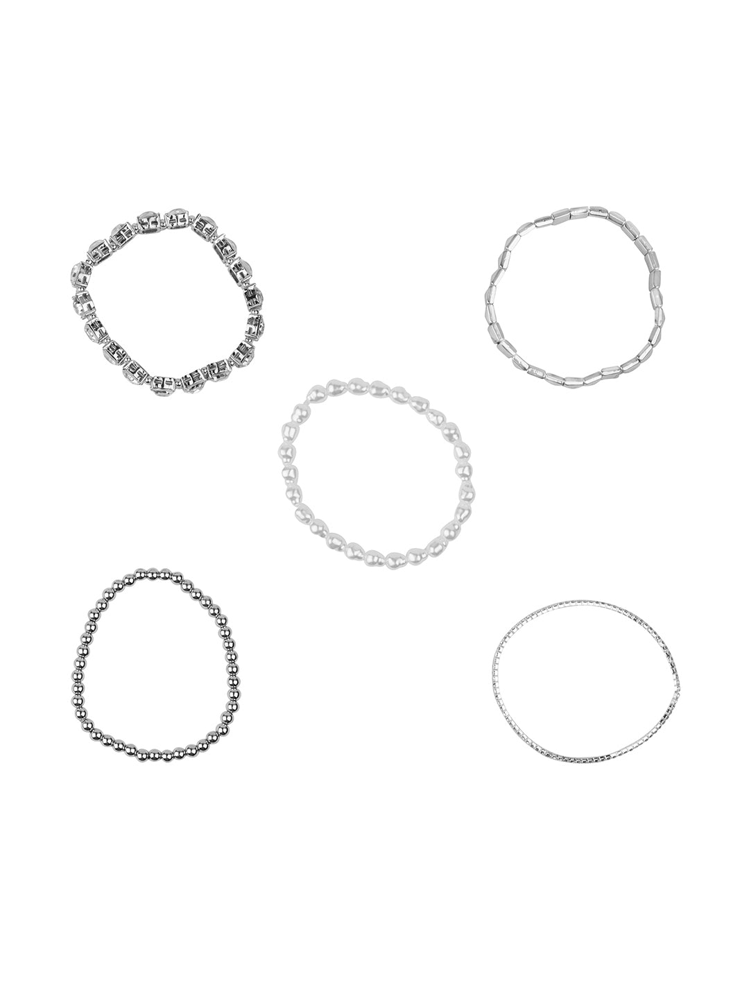 Silver and Diamond Bracelet Set