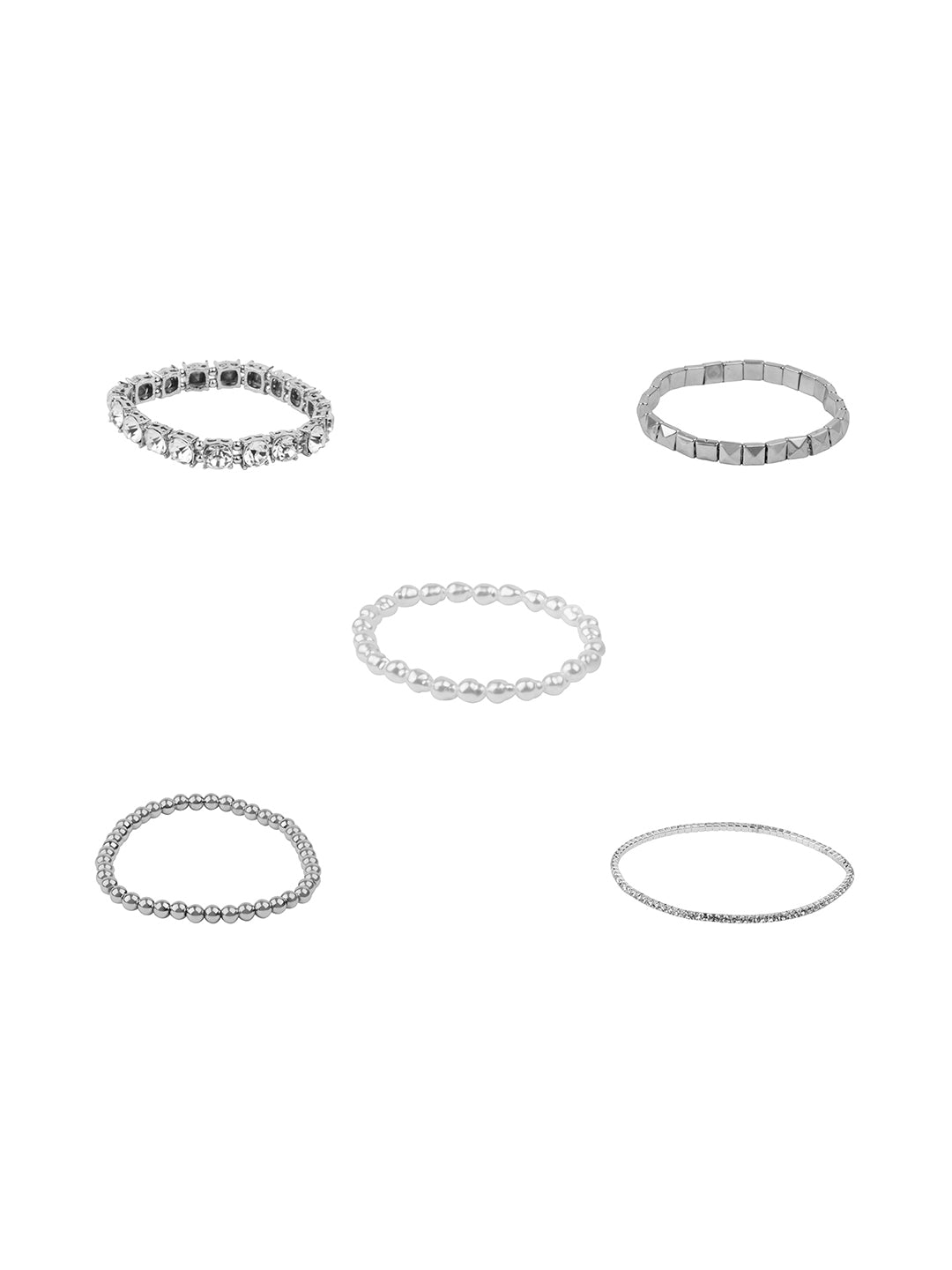 Silver and Diamond Bracelet Set