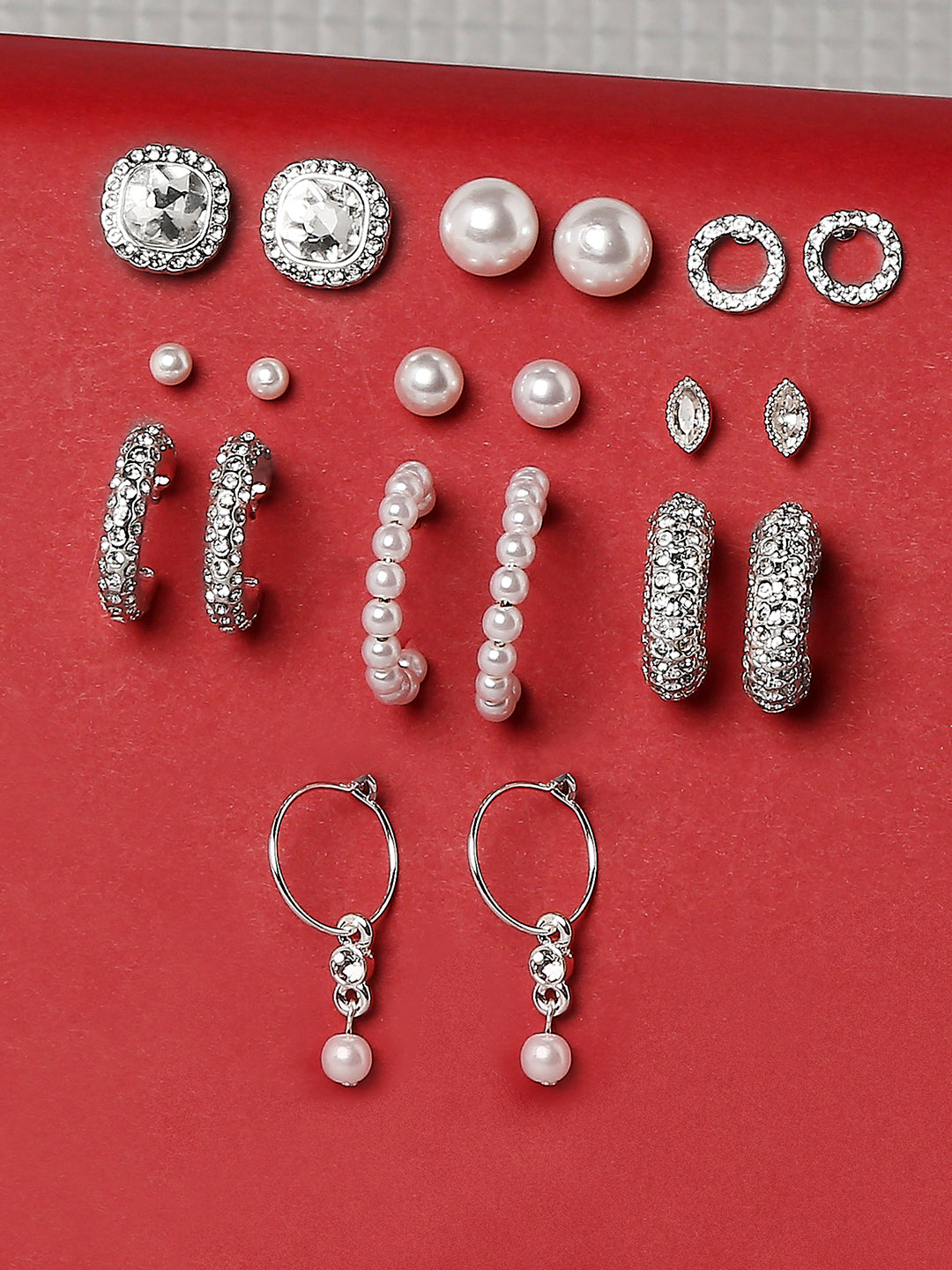 Silver Stud and Hoop Earrings