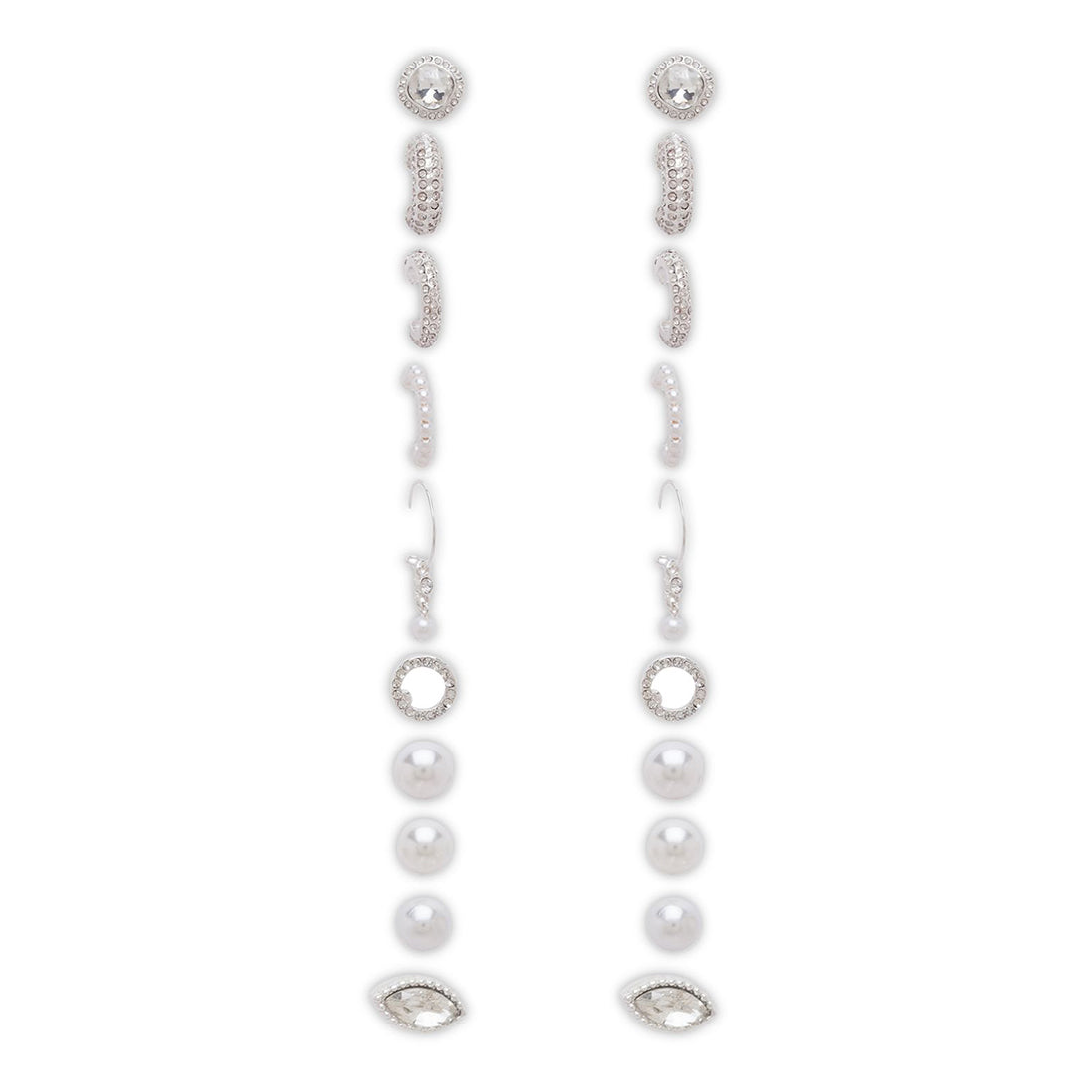 Silver and Pearl Earrings Set