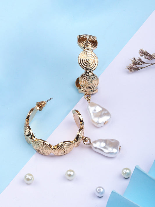 Spiral Pearls Hoop Earrings
