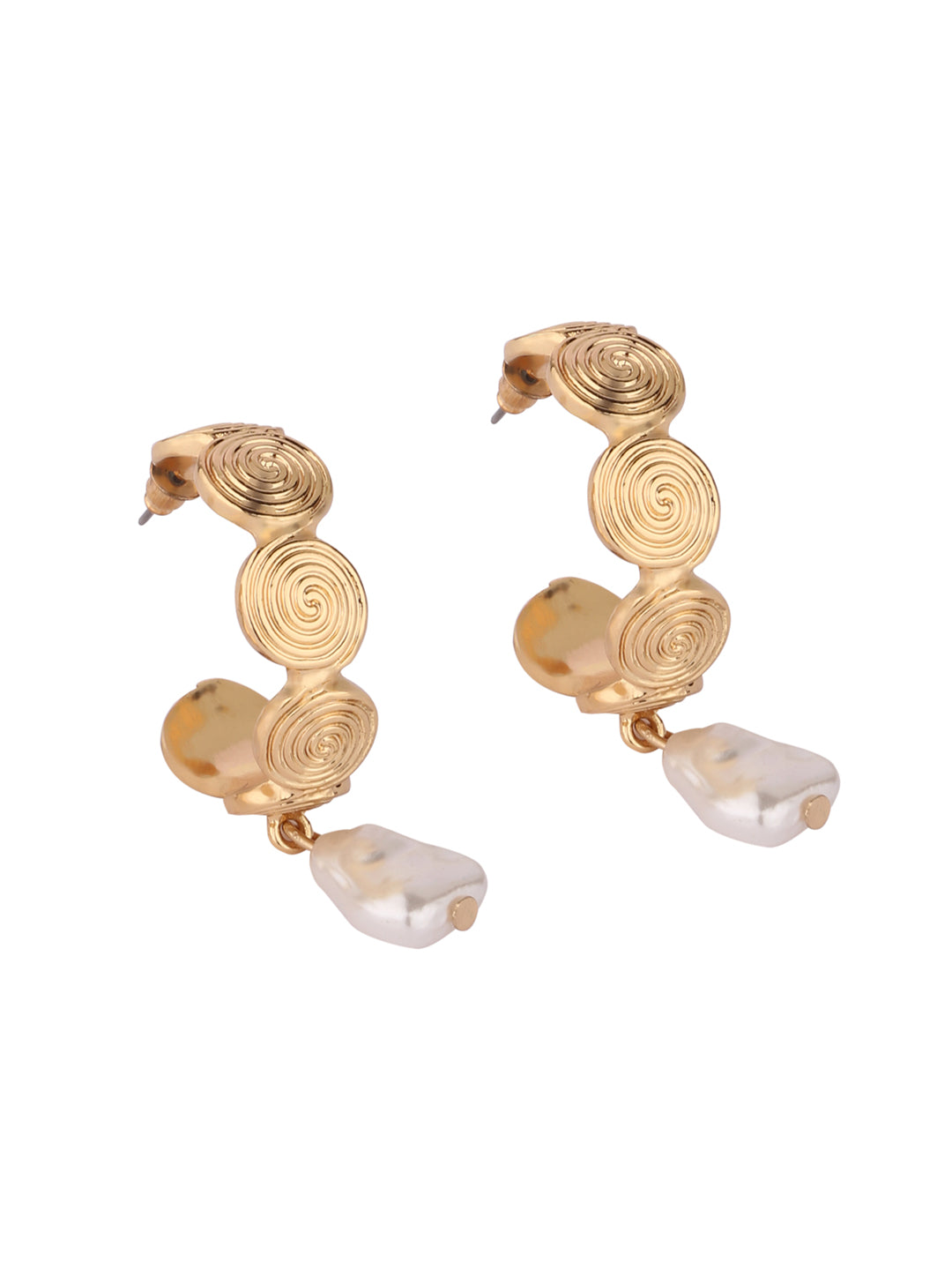 Spiral Pearls Hoop Earrings