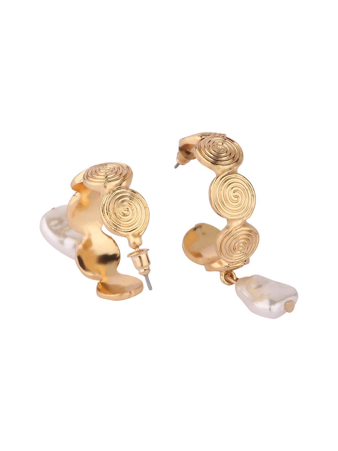 Spiral Pearls Hoop Earrings
